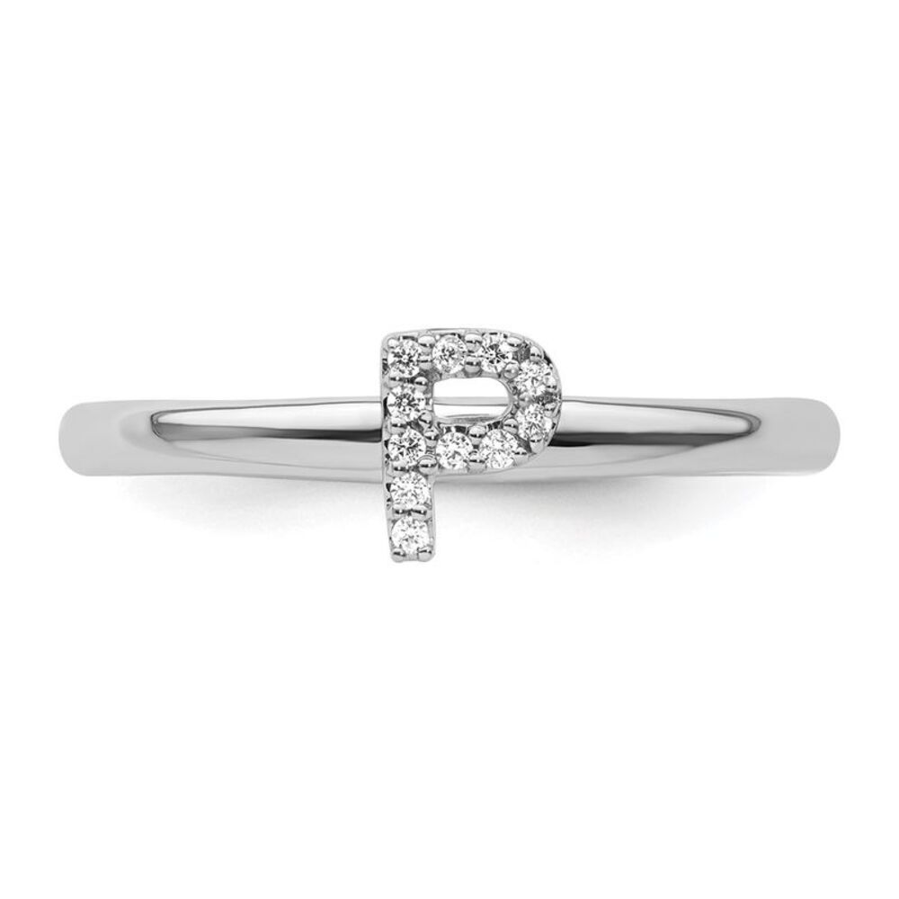 Kazi Luxury 14k White Gold Stackable Diamond Init… - image 4